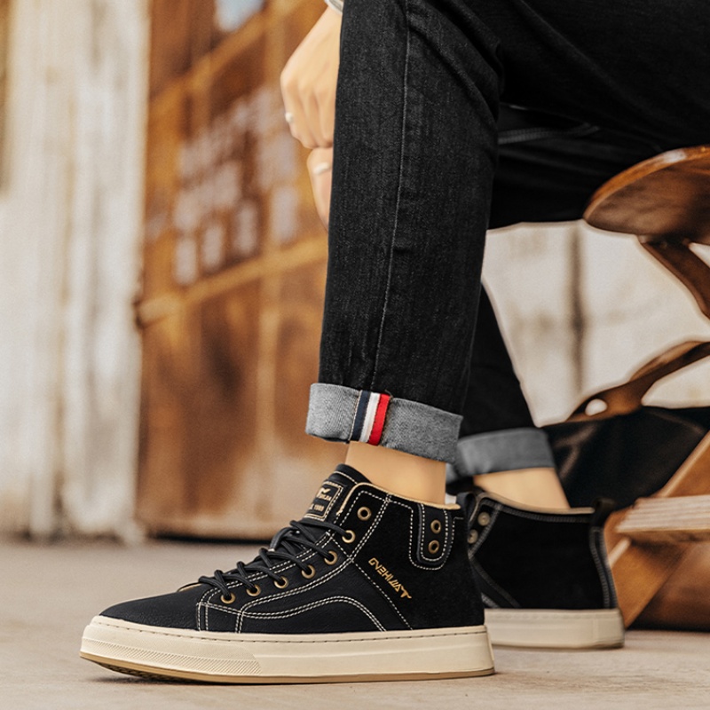 Autumn And Winter Mid-top Board Shoes Soft Leather Retro foto 5