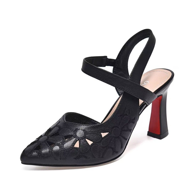 New Stylish Pointed-toe, Back-cutout Soft-leather Closed-toe High-heeled Sandals foto 3