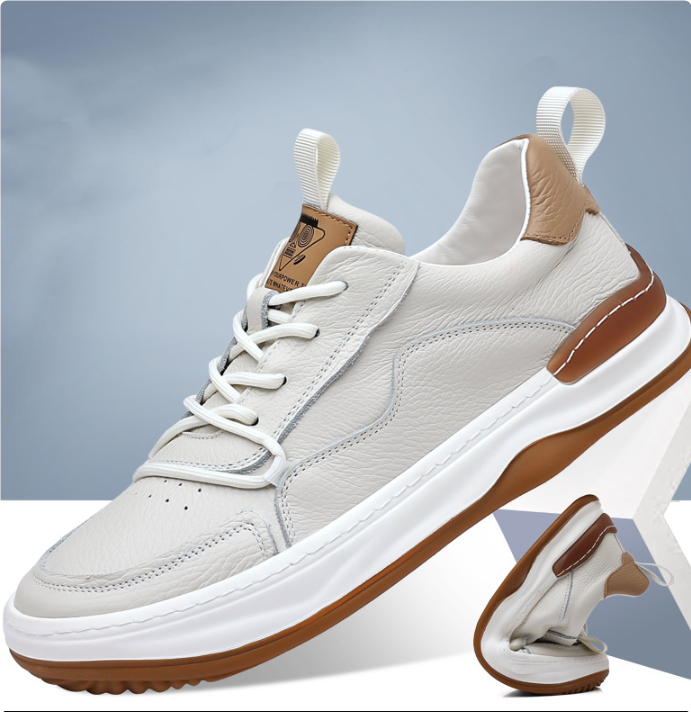 Genuine Leather Men's Shoes Thick Bottom Breathable Hollowed Leisure foto 5