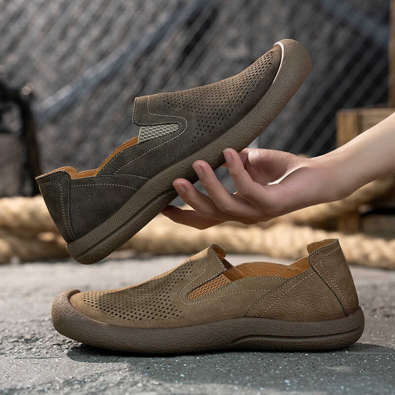 Men's Leather Lightweight Non-slip Soft Sole Shoes foto 4