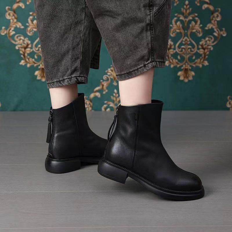 Retro Low-heat Fleece-lined Round-toe Waterproof Ankle Boots foto 2