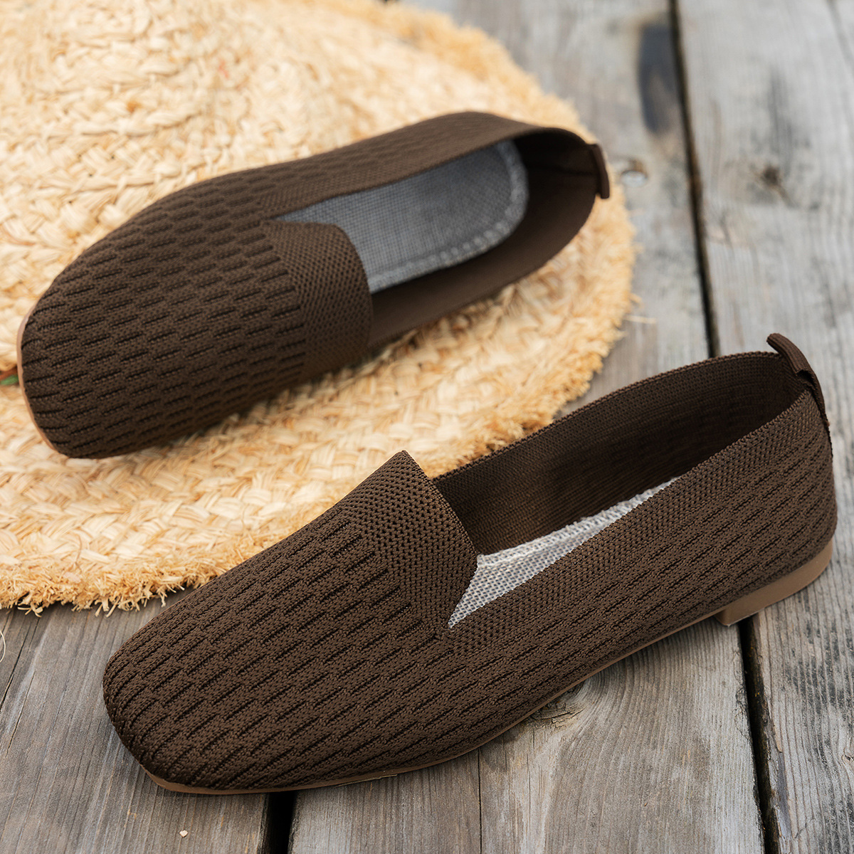 Knitted Soft Bottom Braided Shoes Breathable Low-cut foto 3