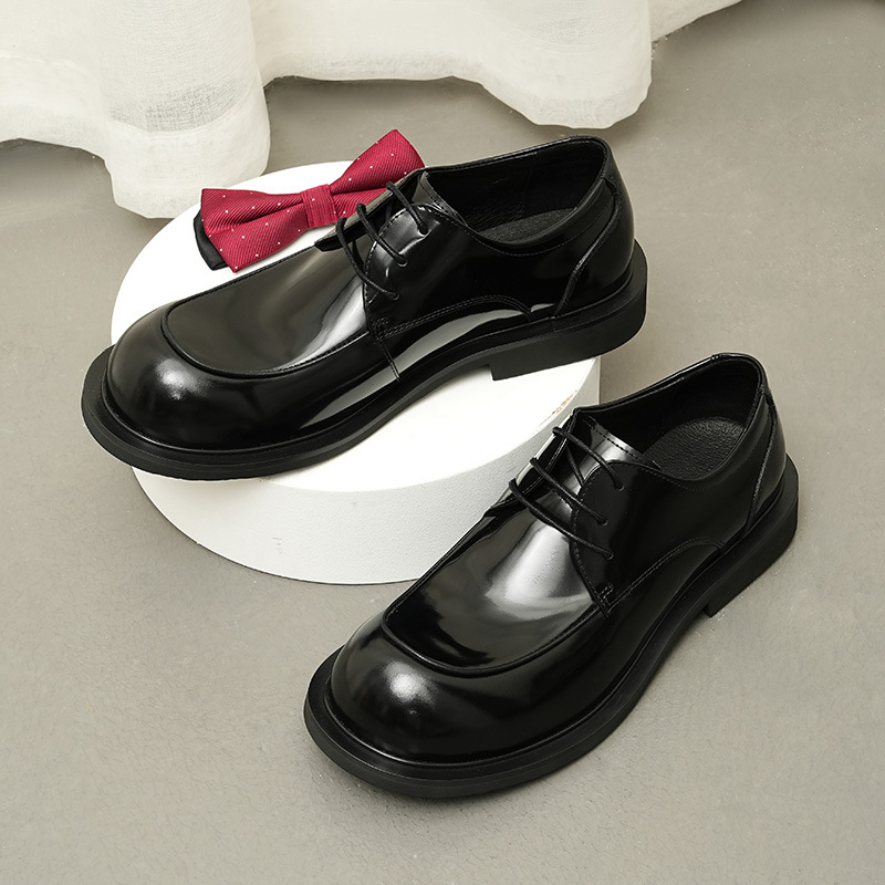 Wide Feet Leather Shoes Men's Genuine Leather High-grade Patent Leather Bright Surface foto 5