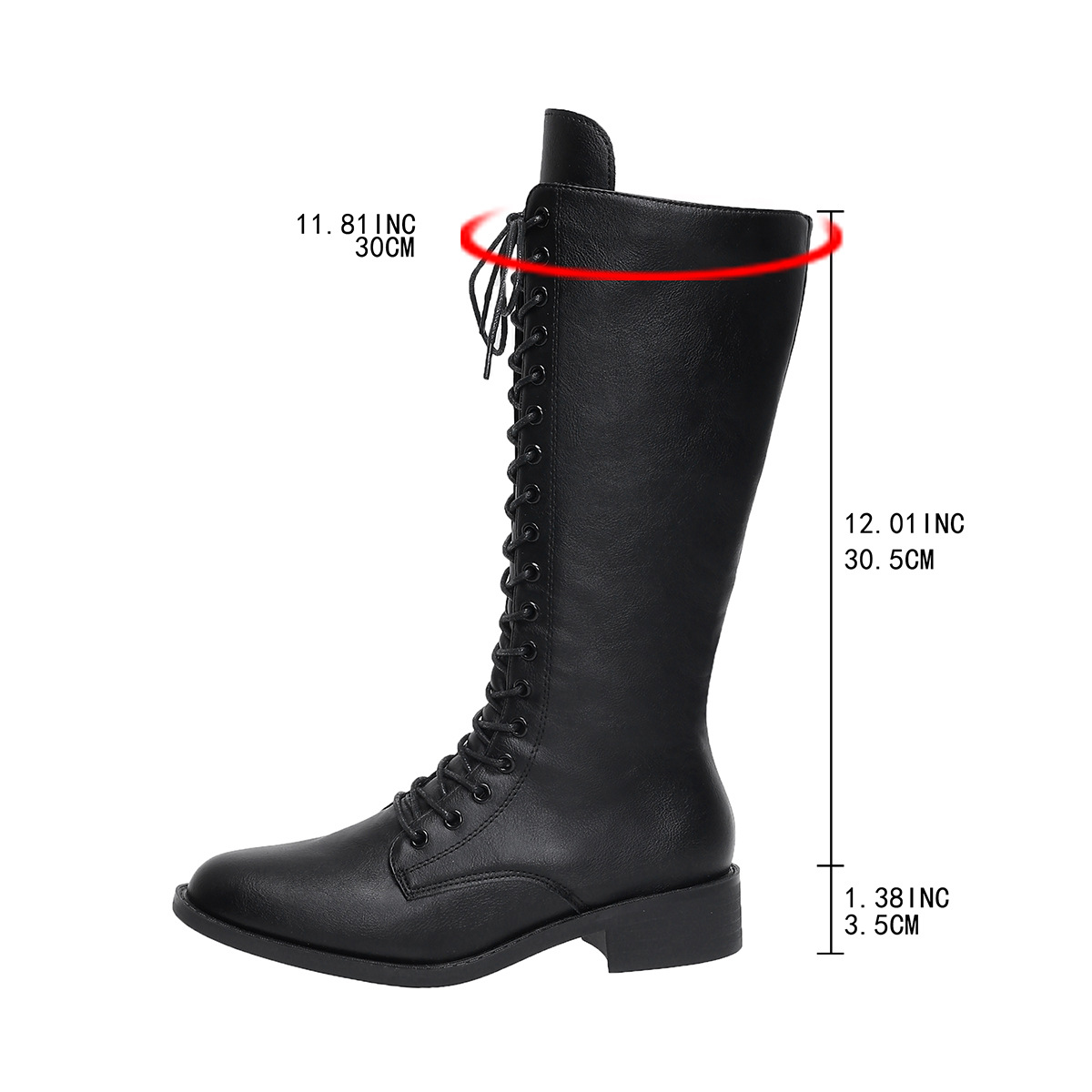 Womens Stylish Round-toe Lace-up Knee-high Boots foto 2