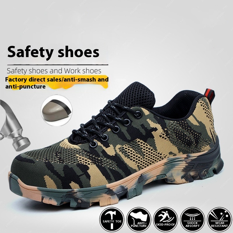 Comfortable Breathable Fly Woven Anti Slip Hiking Safety Shoes foto 4
