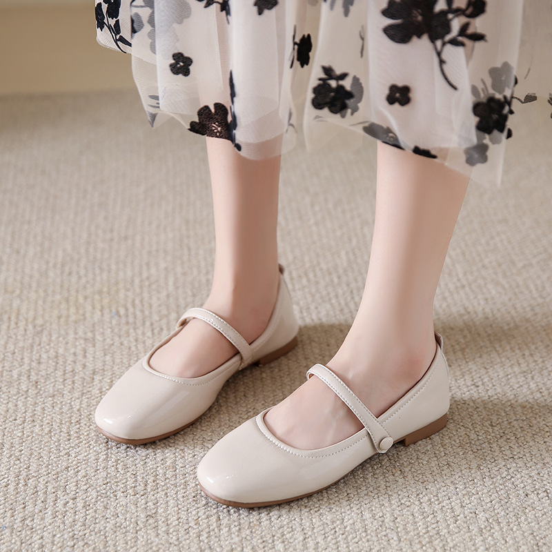 Casual One-strap Low-heeled Round-toe Mary Jane Leather Shoes foto 2