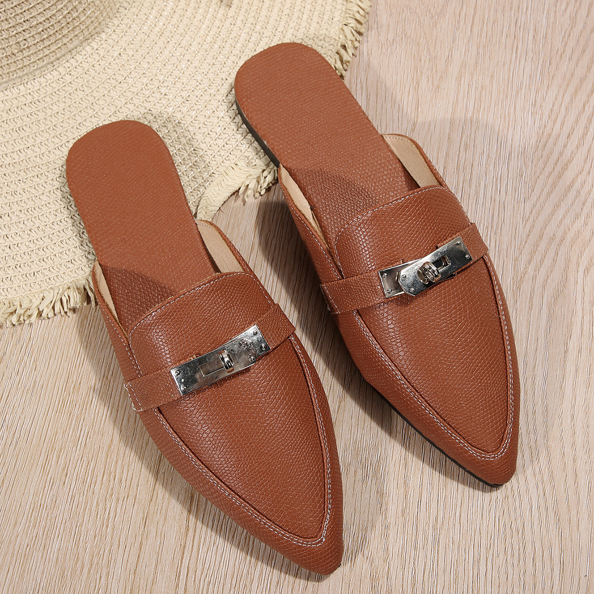 Pointed-toe Low Heel Leisure Semi-slippers Women's Shoes foto 2