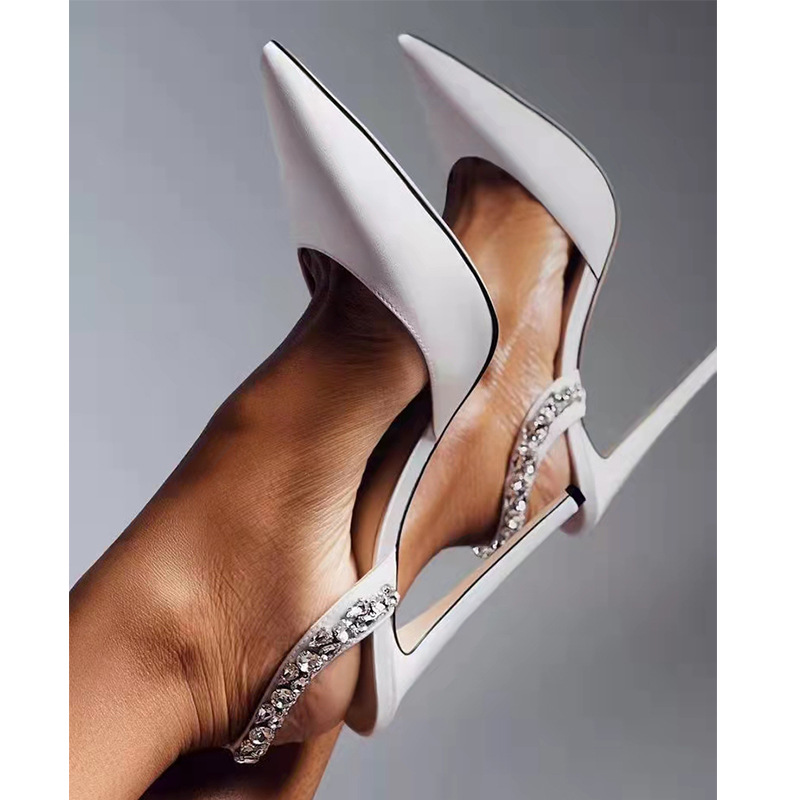 Rhinestone Side Empty Pointed High Heel Light Diamond Sandals foto 2