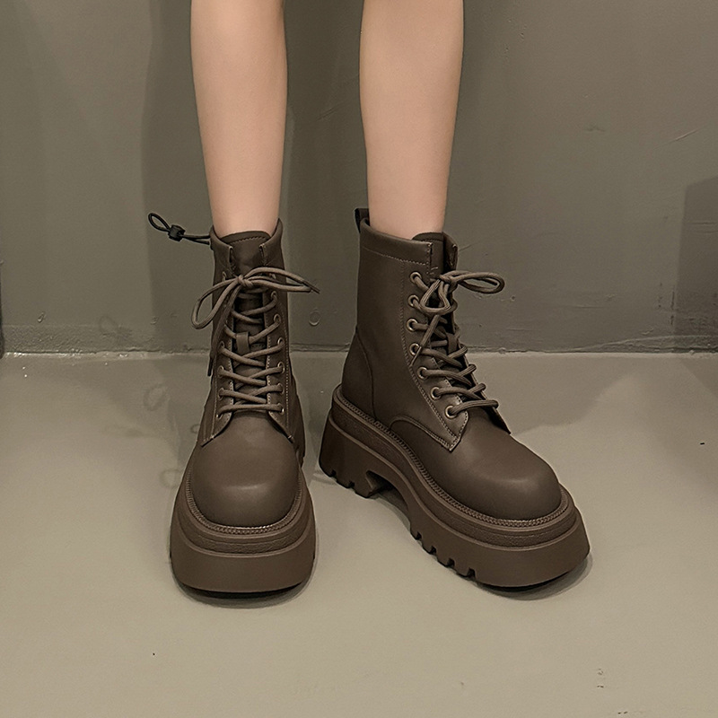 Versatile Vintage Chunky-heel Platform Short Boots