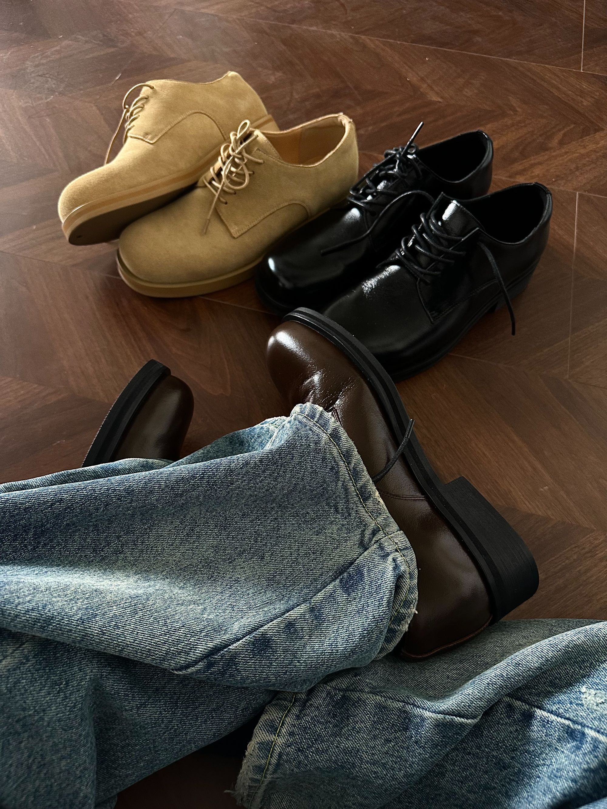Retro Washed Artificial Leather Shoes Big Head Derby foto 3