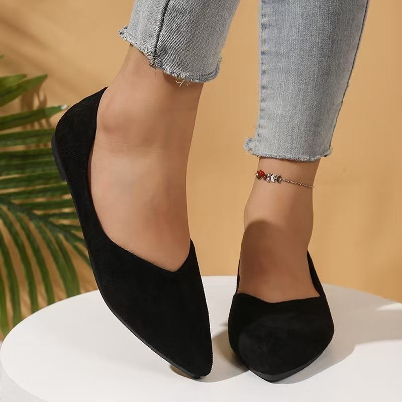 Suede Flat Large-size Womens Shoes European And American Style Pointed-toe Flat Sole foto 4