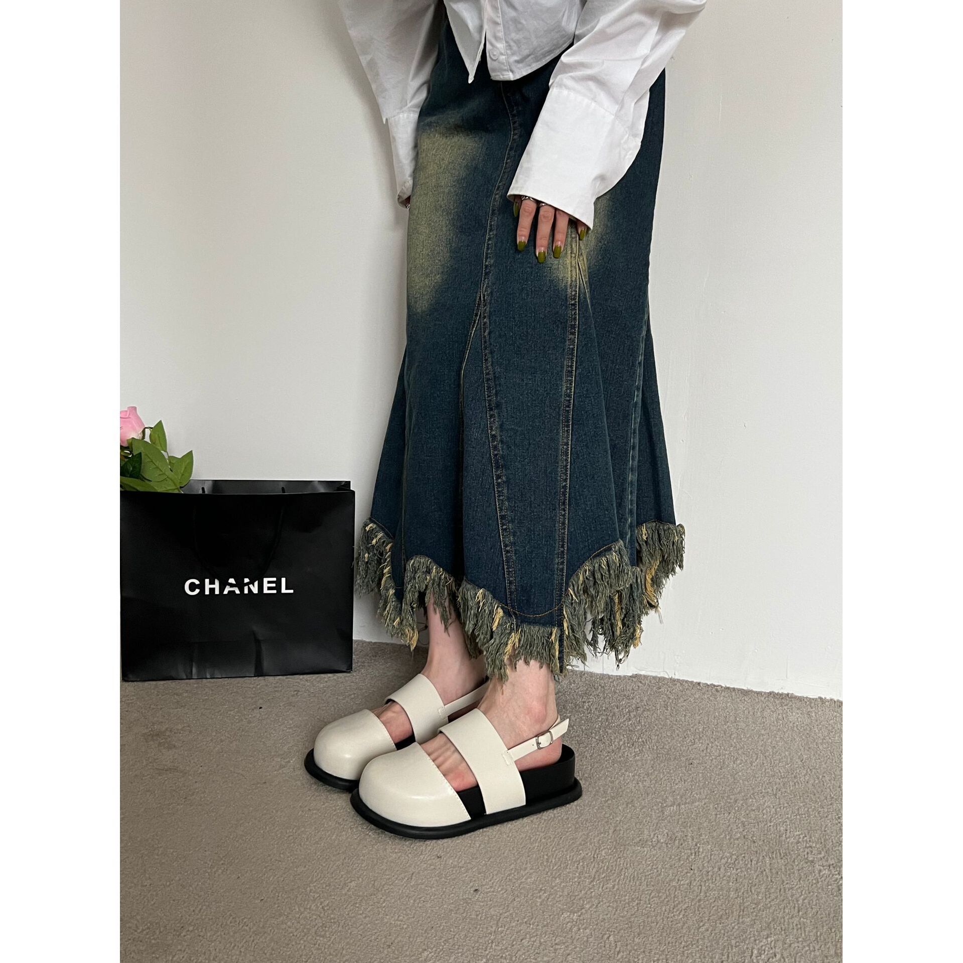 Retro Raise The Bottom One Strap Two-way Breathable Closed Toe Sandals foto 4