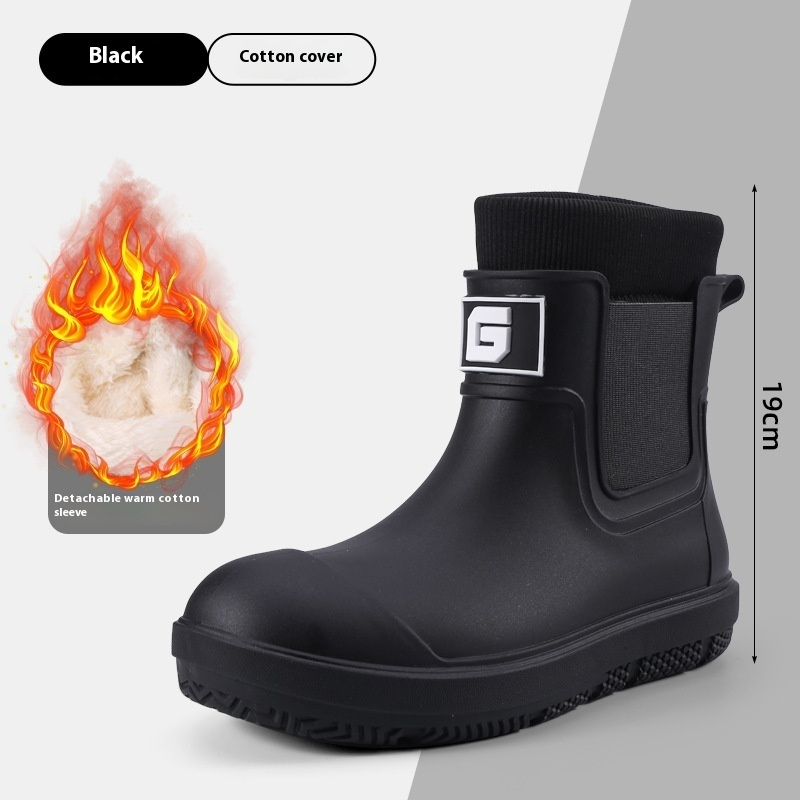 Men's Short Fashion Non-slip Waterproof Shoes Fleece-lined Platform foto 3