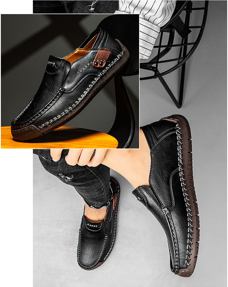 Men's Outdoor Casual Handmade Flat Leather Shoes foto 4
