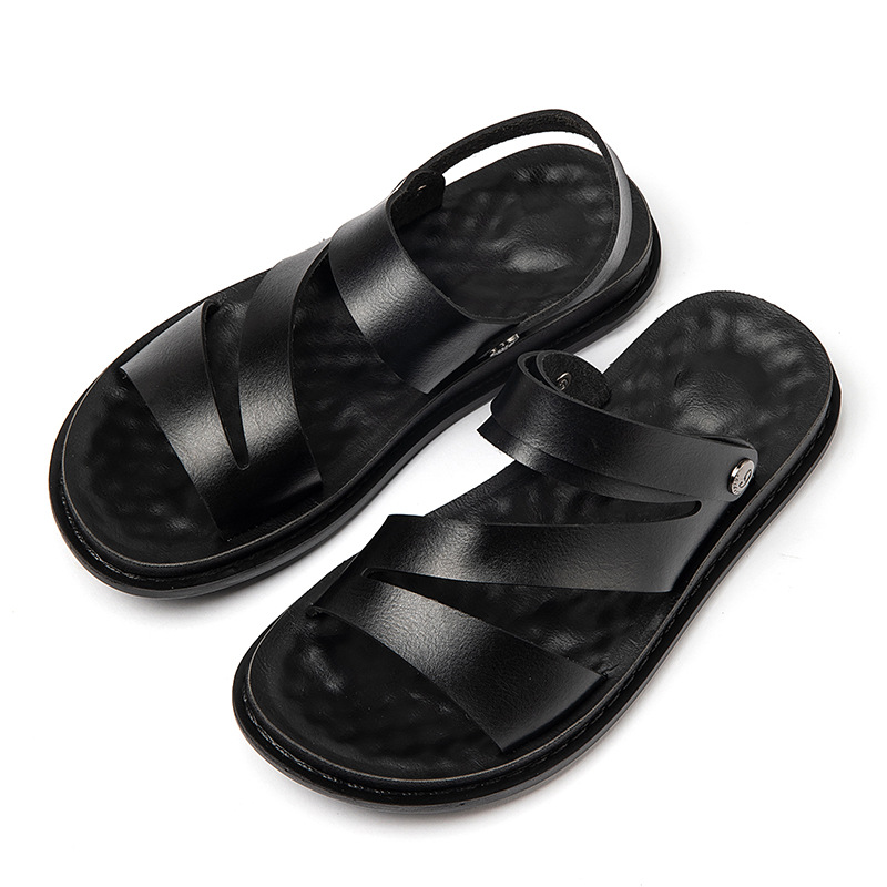 Men's Fashion Casual Outdoor Driving Dual-purpose Leather Beach Sandals foto 5