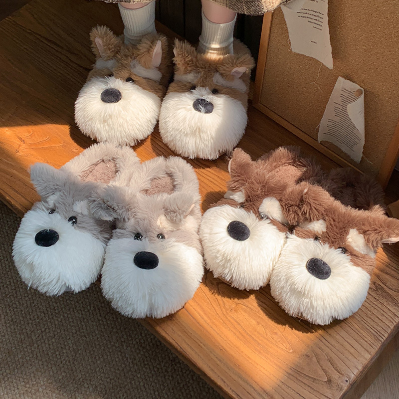 Cartoon Schnauzer Puppy Cotton Slippers Men And Women foto 3