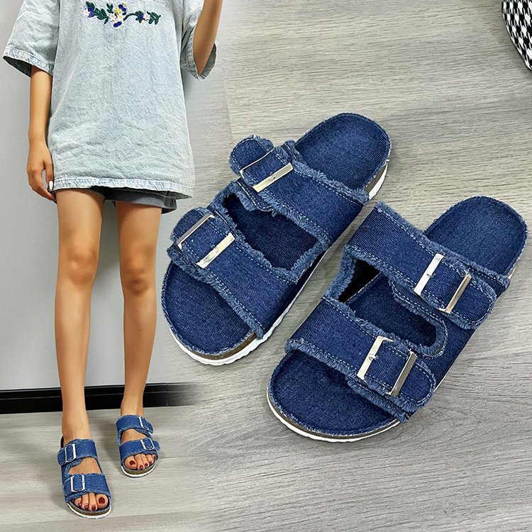 Womens Outdoor Belt-buckle Flat Slide Sandalssimple And Comfortable foto 5