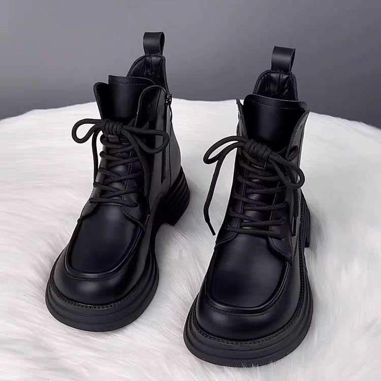 Womens All-Match Soft Leather Padded Dr Martens-Style Boots With Thick Sole For Warmth And Comfort foto 5