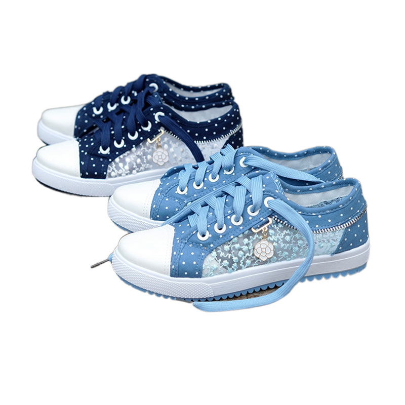 Women's Hollow Denim Mesh Flat Casual Shoes foto 5