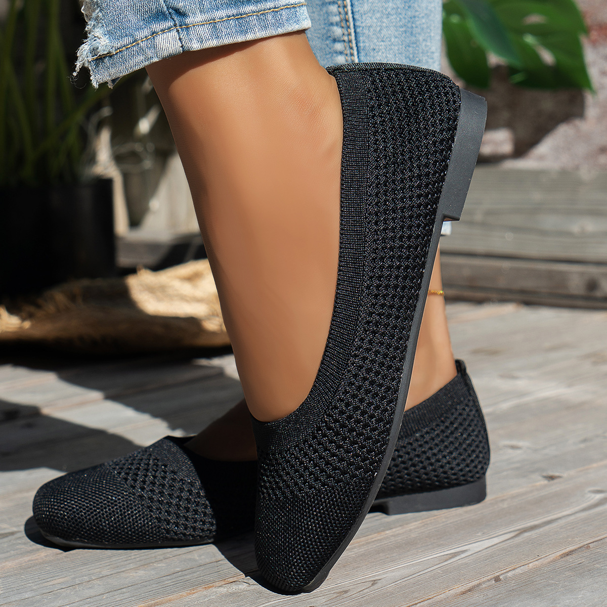 Large Size Flying Woven Women's Shoes Shallow Mouth Mesh Breathable foto 2