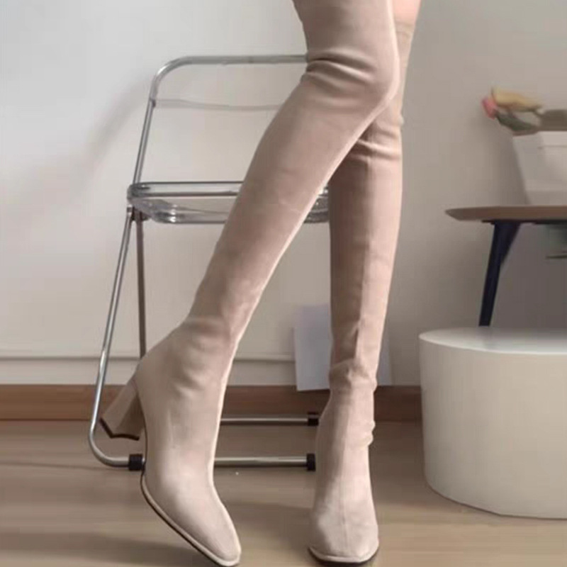 Stretchy Over-the-knee Chunky-heeled Boots For Fall And Winter foto 3