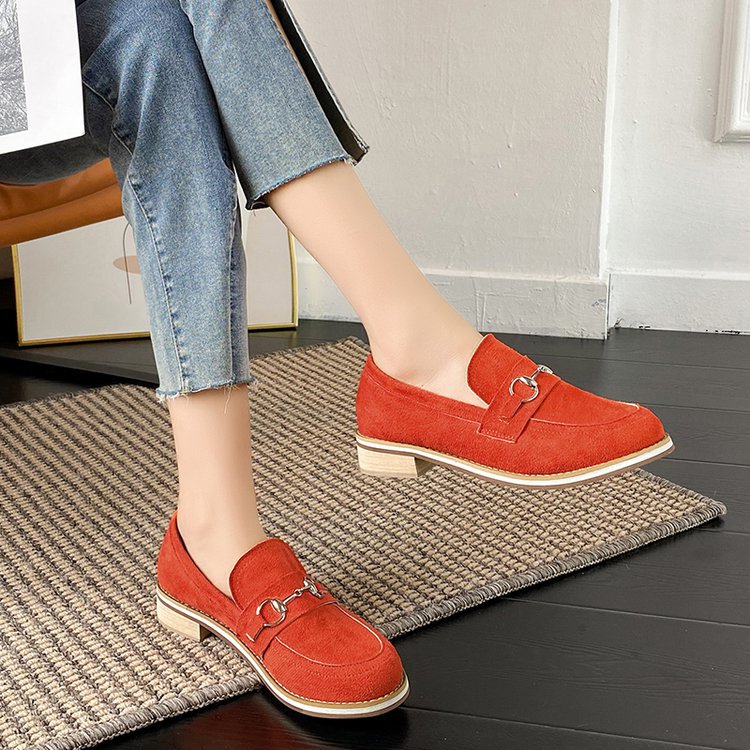 Womens Korean-style Round-toe Low-heeled Casual Slip-on Shoes foto 4