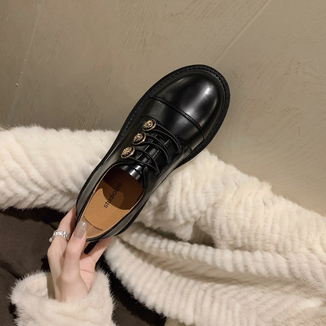 Niche Academic Style Black Block Heel Pumps foto 2
