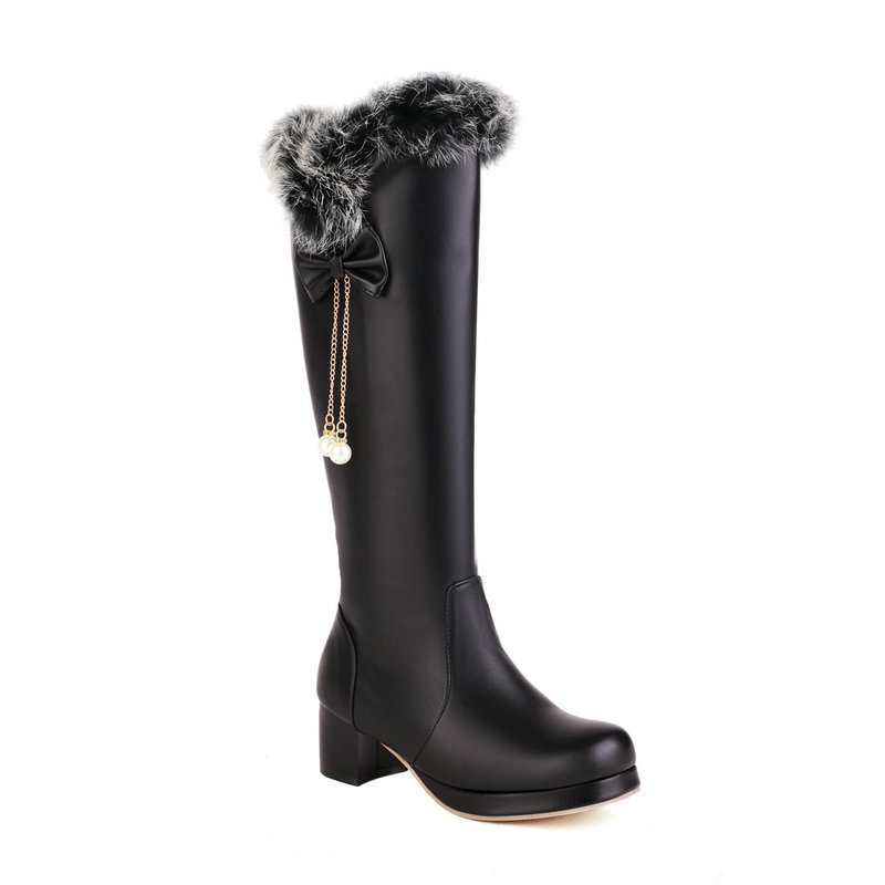 Womens Tall Fleece-lined Cotton Over-the-knee Boots foto 4