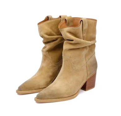 Womens Suede Pointed-toe Ankle Boots foto 4