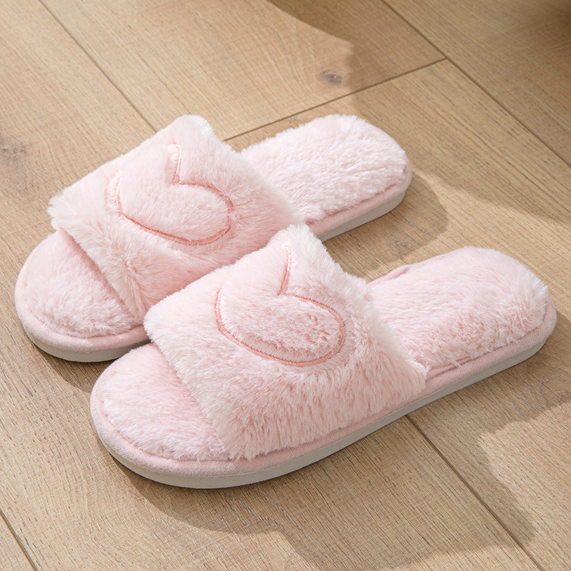 Plush Open Toe TPR Men And Women Couple Slippers foto 5