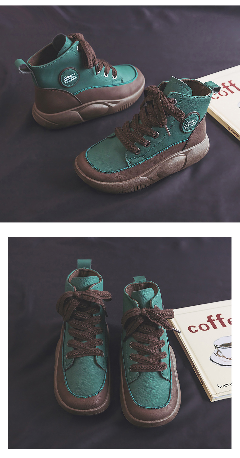 Vintage Martin Boots Women's Leather Ugly And Cute Big Toe Fashionable Mid-top Breathable Casual Shoes foto 4