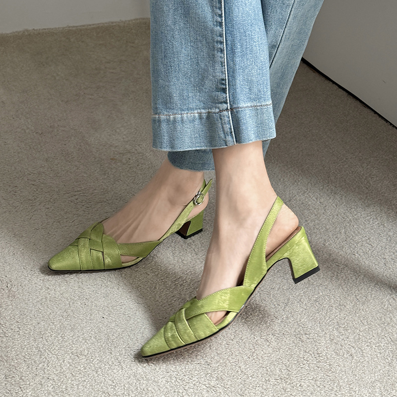 Womens Casual Square-toe Chunky-heel Sandals foto 5