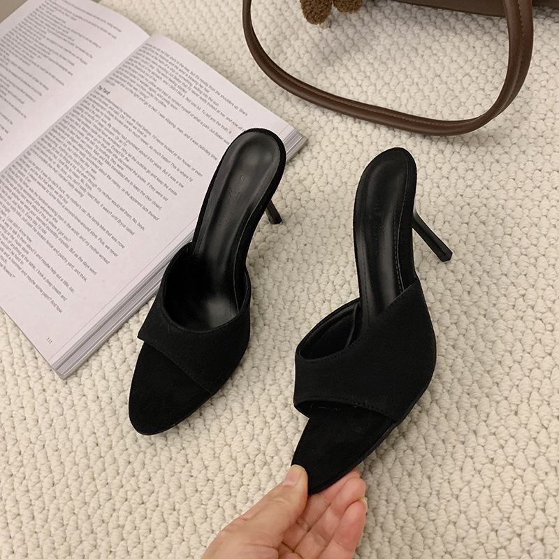 Women's Soft Leather High Heel Slippers foto 4