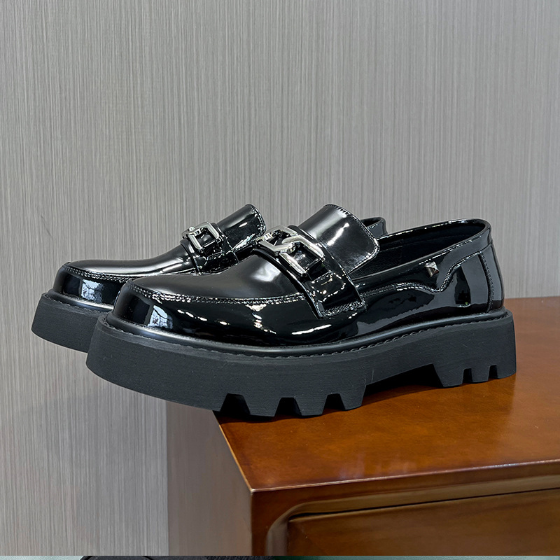 Men's Round Head Leisure Low-top Patent Leather Shoes foto 3