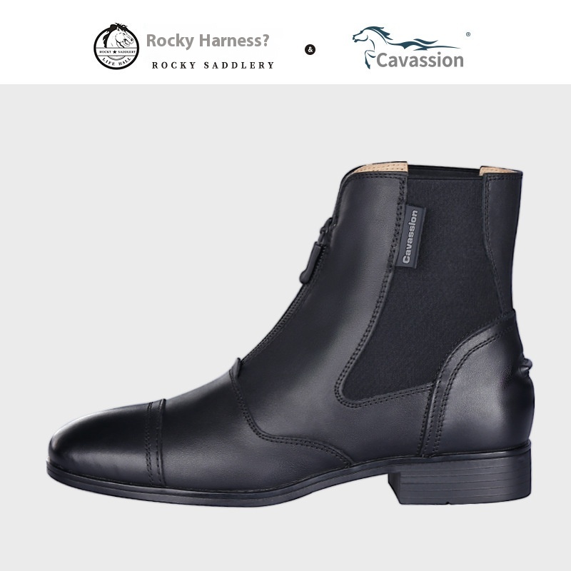 Riding Equestrian Cowhide Ankle Boots foto 3