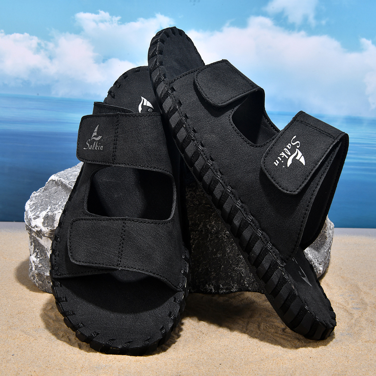 Men's Casual Outdoor Leather Slippers foto 4