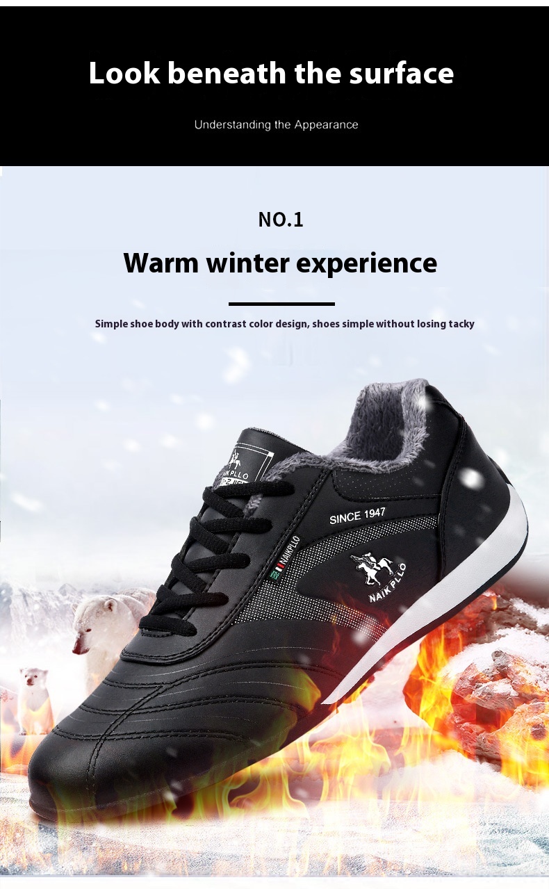 Autumn And Winter Cotton-padded Shoes With Velvet Men's Casual Sneaker foto 2