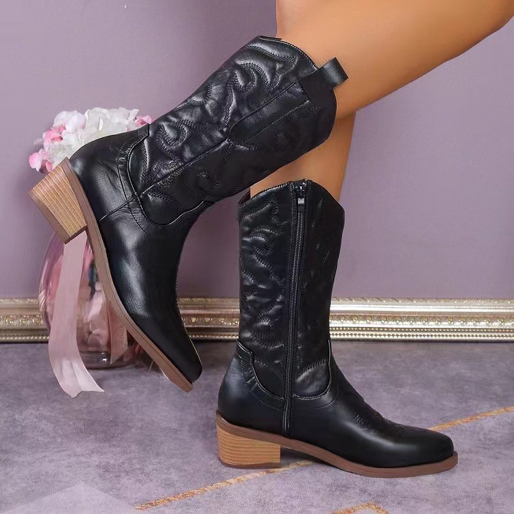 Mid-calf Solid Color Pointed Martin Boots foto 3
