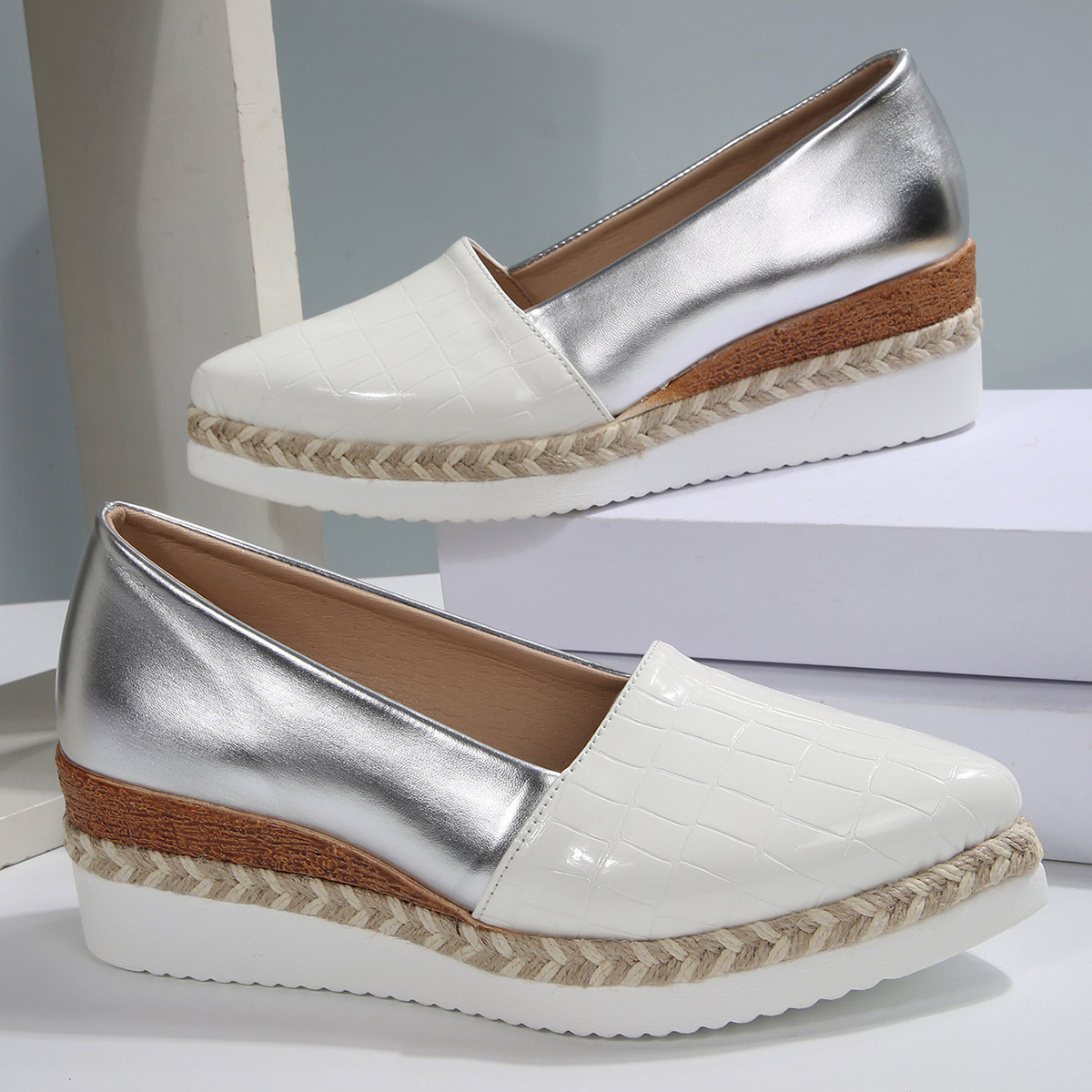 Plus Size Woven Hemp Rope Pointed Women's Shoes foto 5