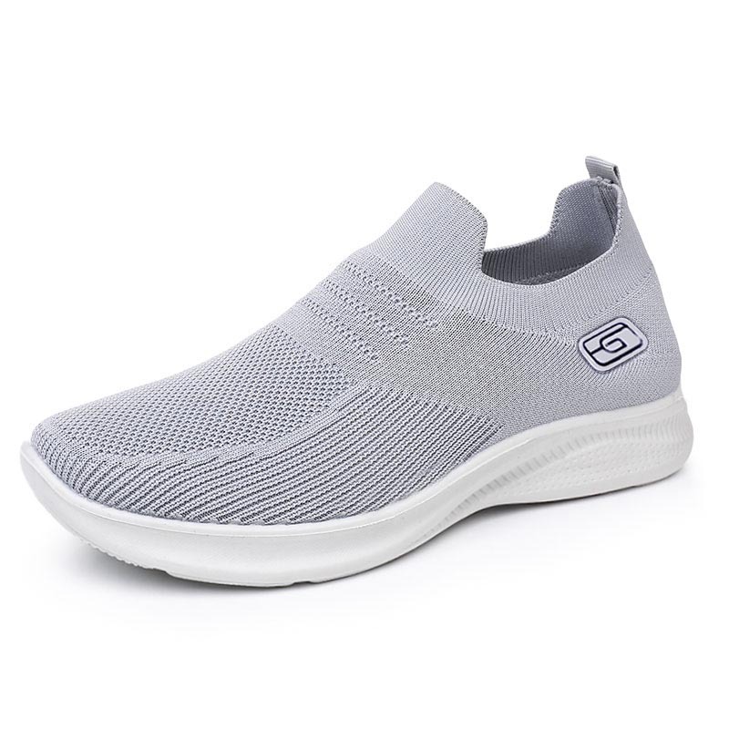Breathable Casual Polyurethane Soft Bottom Slip-on Flat Mesh Flying Woven Shoes Men foto 4