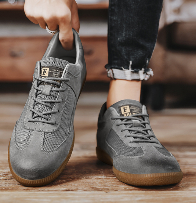 Top Layer Pigskin Leather Breathable Casual German Training Shoes foto 5
