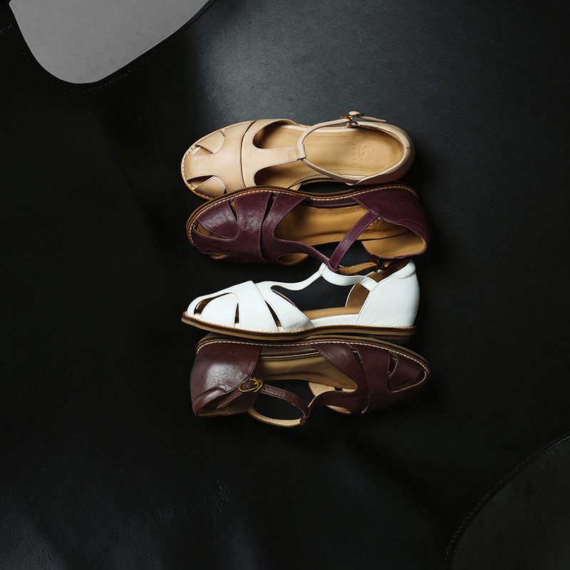 Women's Premium Full Grain Leather T-Strap Fisherman Sandals, Closed-Toe Flat Shoes foto 3