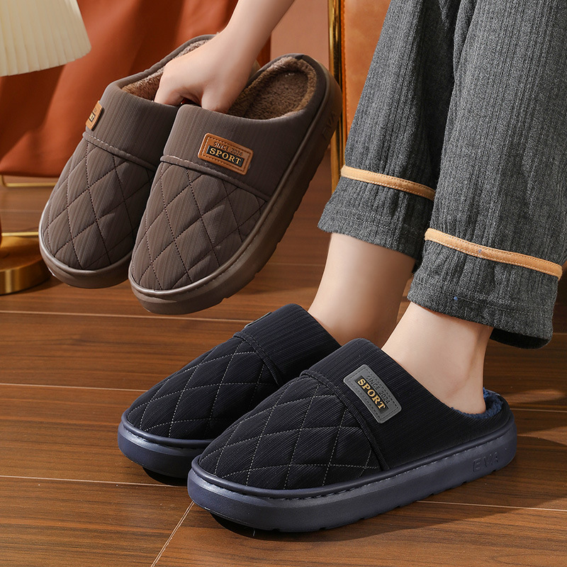 Men's Home Slippers Winter Warm Plush House Shoes Indoor Non-slip Floor Bedroom Slipper Casual All-match Shoes foto 2