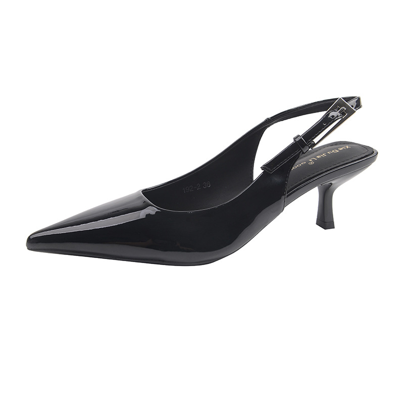 French-style Pointed-toe Kitten-heel Closed-toe Sandals With A Bow Detail foto 3
