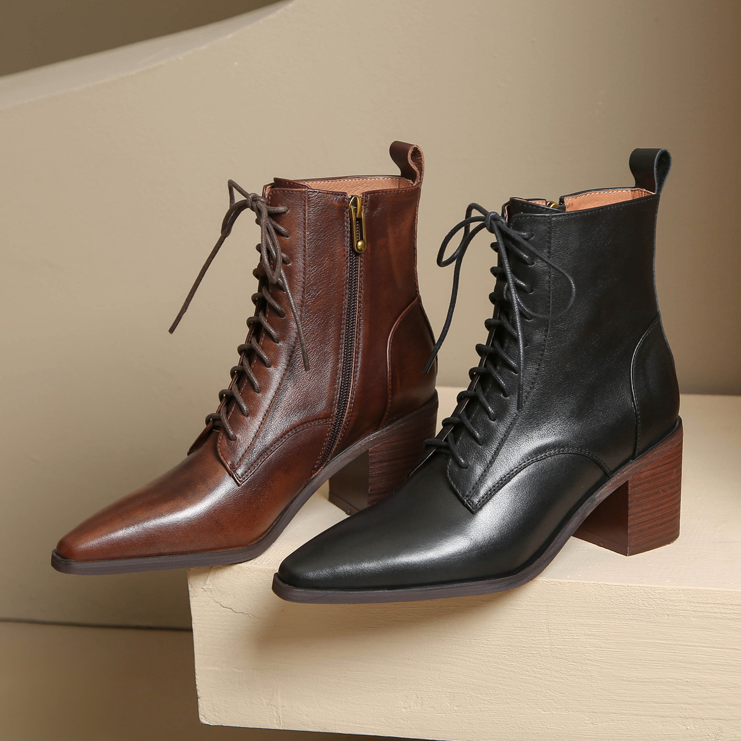 Thick-heel Lace-up Ankle Boots, New Autumnwinter Women's Martin Boots foto 3