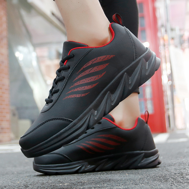 Men's Soft Bottom Light Casual Shoes Teenagers Autumn And Winter Leather Running Shoes foto 3