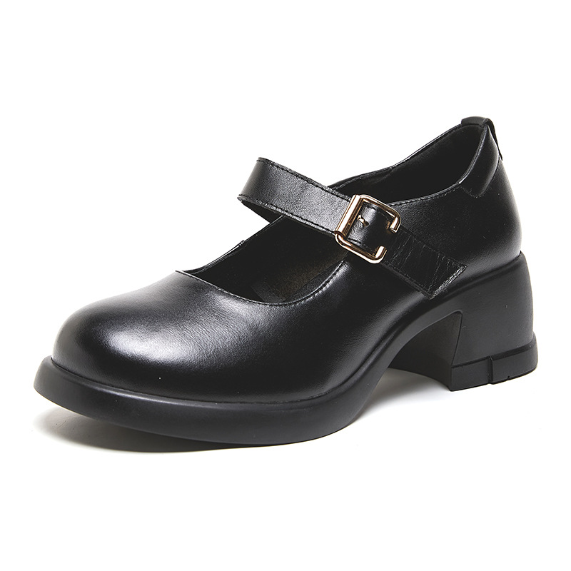 Autumn Mary Jane Leather Shoes Genuine Cowhide Retro foto 3
