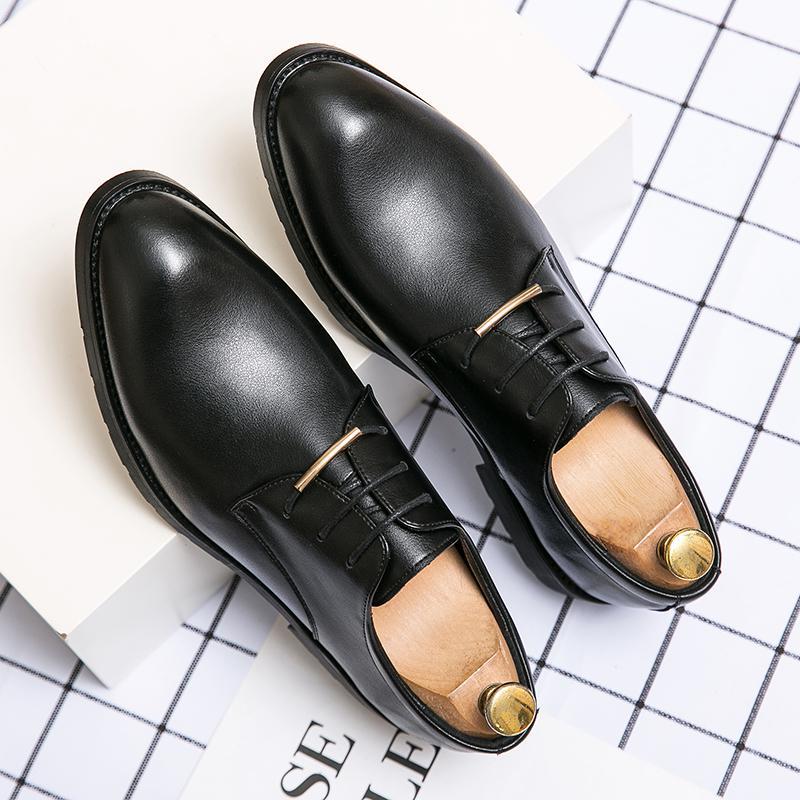 Leather Shoes Men's Business Formal Classic Round Head Leisure foto 2