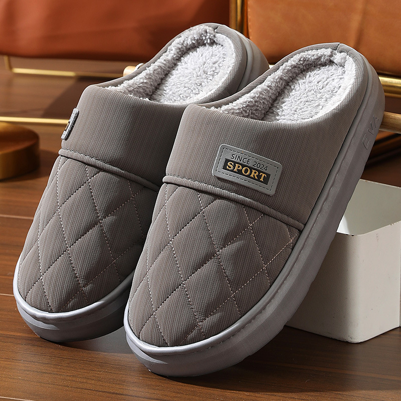 Men's Home Slippers Winter Warm Plush House Shoes Indoor Non-slip Floor Bedroom Slipper Casual All-match Shoes foto 4