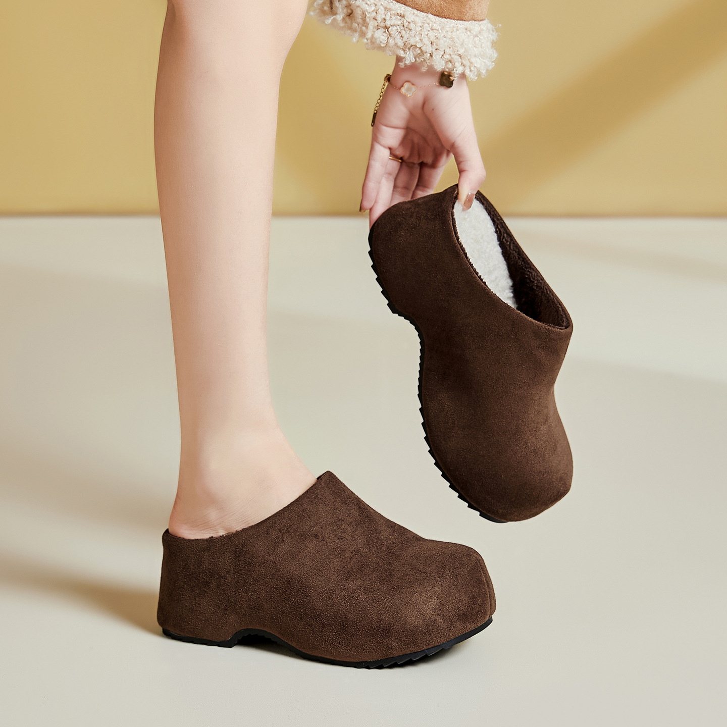Retro Chunky-sole Closed-toe Mules For Women, Perfect For Outdoor Wear foto 2